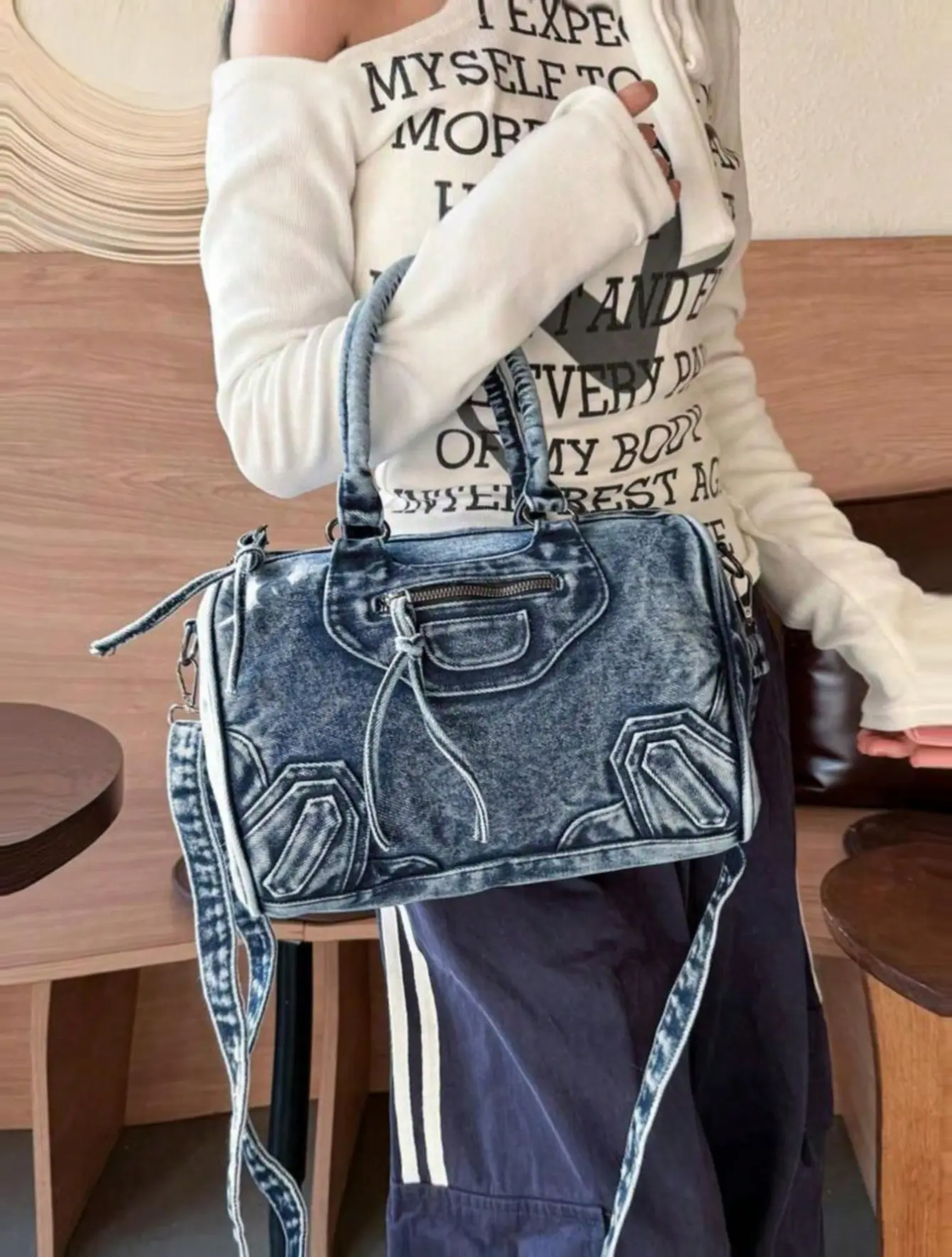 2026 Vintage Washed  Messenger Bag, Casual Y2K Style Shoulder Bag Double Handle Handbag Spacious Practical Crossbodybag Computer Bag Fashionable Street Bag Suitable for Work Commuting, Shopping, Travel and Back To School
