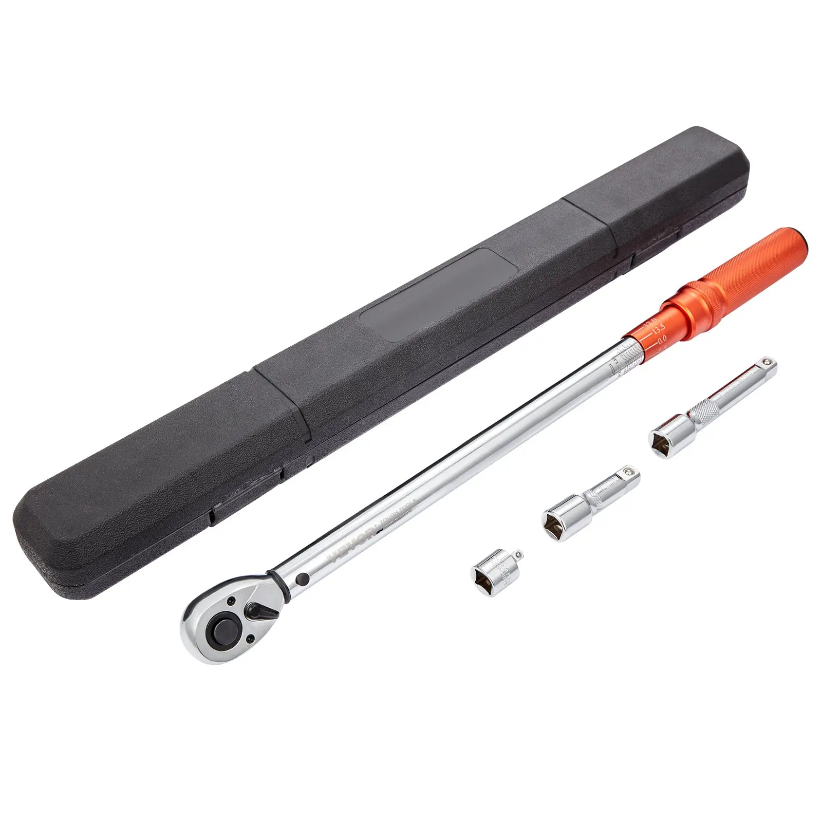 【Summerfinds】VEVOR Torque Wrench, 1/2-inch Drive Click Torque Wrench 20-250ft.lb/34-340n.m, Dual-Direction Adjustable Torque Wrench Set, Mechanical Dual Range Scales Torque Wrench Kit with Adapters Extension Rod