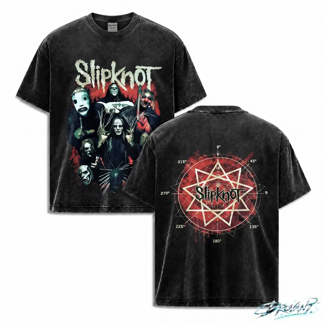 Slipknot Red Symbol Vintage Washed Oversized graphic tee for Men Women, Heavy Metal streetwear, Grunge y2k clothing, Unisex Concert Tee, A comfortable summer gift
