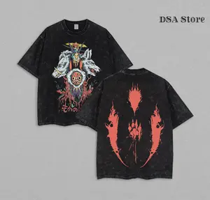 Princess Mononoke Washed T-Shirt – 2025 Vintage Oversized Anime Streetwear, Forest Spirit Graphic Tee, Wolf Goddess Aesthetic, Retro Anime Apparel