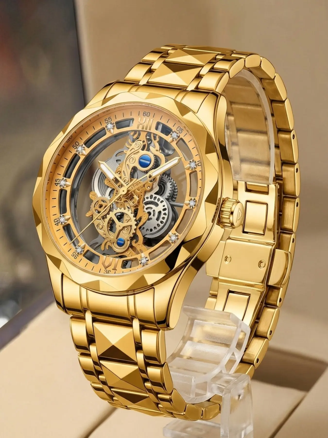 Men's Business Fashion Round Dial Mechanical Watch, Skeleton Watch for Party, Daily Clothing Decor, Trendy All-match & Exquisite Watch for Birthday Gift with Box, Business Fashion Watches, Fashionable Watches, Analog Watches