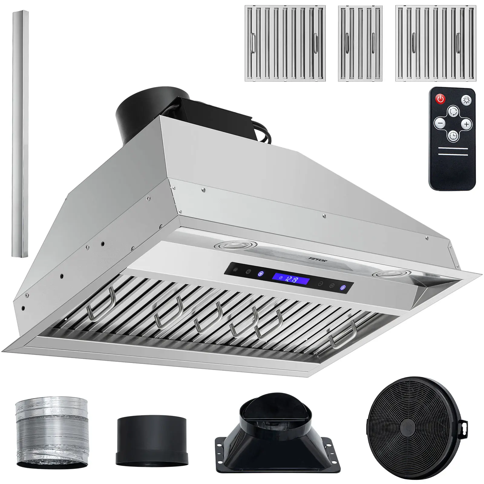 【summerfinds】VEVOR 30-Inch Stainless Steel Insert Range Hood - 900CFM, 4-Speed Kitchen Appliances with Touch & Remote Control, LED Lights, Baffle Filters, Ducted/Ductless Convertible, ETL Listed (Father's Day Gift)