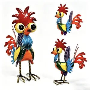 Colorful Metal Rooster Statue, 7.87x5.91 Inch Rustic Farmhouse Animal Art, Durable Iron Outdoor Patio Garden Decor,Creative decorative items, perfect for Easter, Thanksgiving, birthdays, and all kinds of occasions