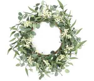 20in Eucalyptus Wreath - Front Door, Porch Decor for Home, Farmhouse - Green All-Season Festive Home Supply