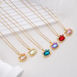 Loveden titanium steel necklace for women, copper plated with 18K gold, KTM cat cartoon pendant, niche design, high-end fashion clavicle chain jewelry, couple's birthday gift, suitable for commuting and workplace