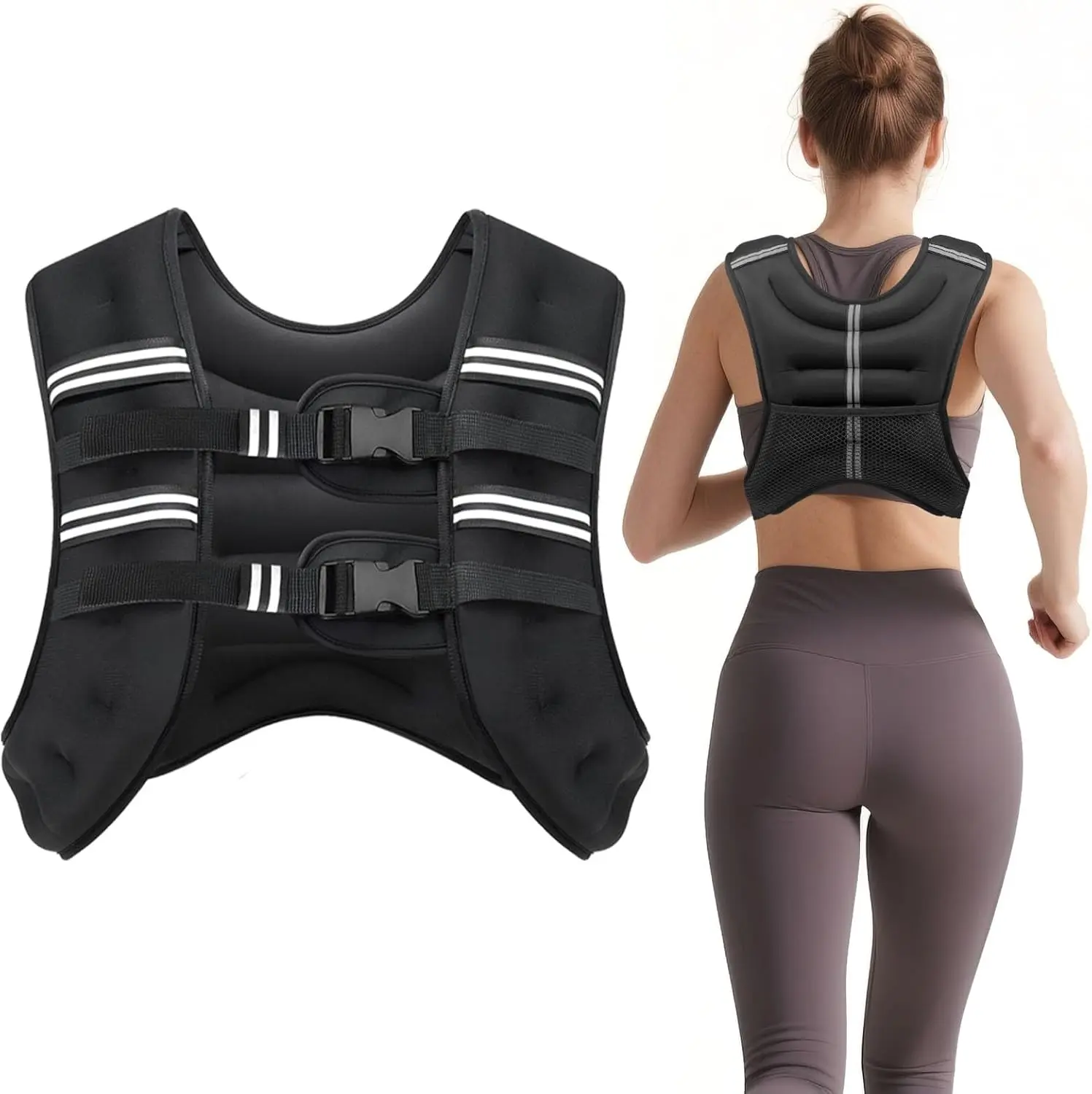 Weighted Vest 6lb-30 lbs for Woman Men, Bust Size Adjustable with Reflective Stripe for Walking Training Running & Cross Fit tiktokshopspringglowup#Summervibes
