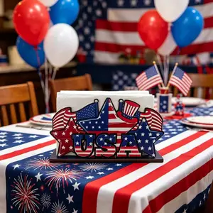 Wooden Napkin Holder for Dining Table, Classic Design, July 4th Festival Decor, Wooden Paper Dispenser, Storage Solution