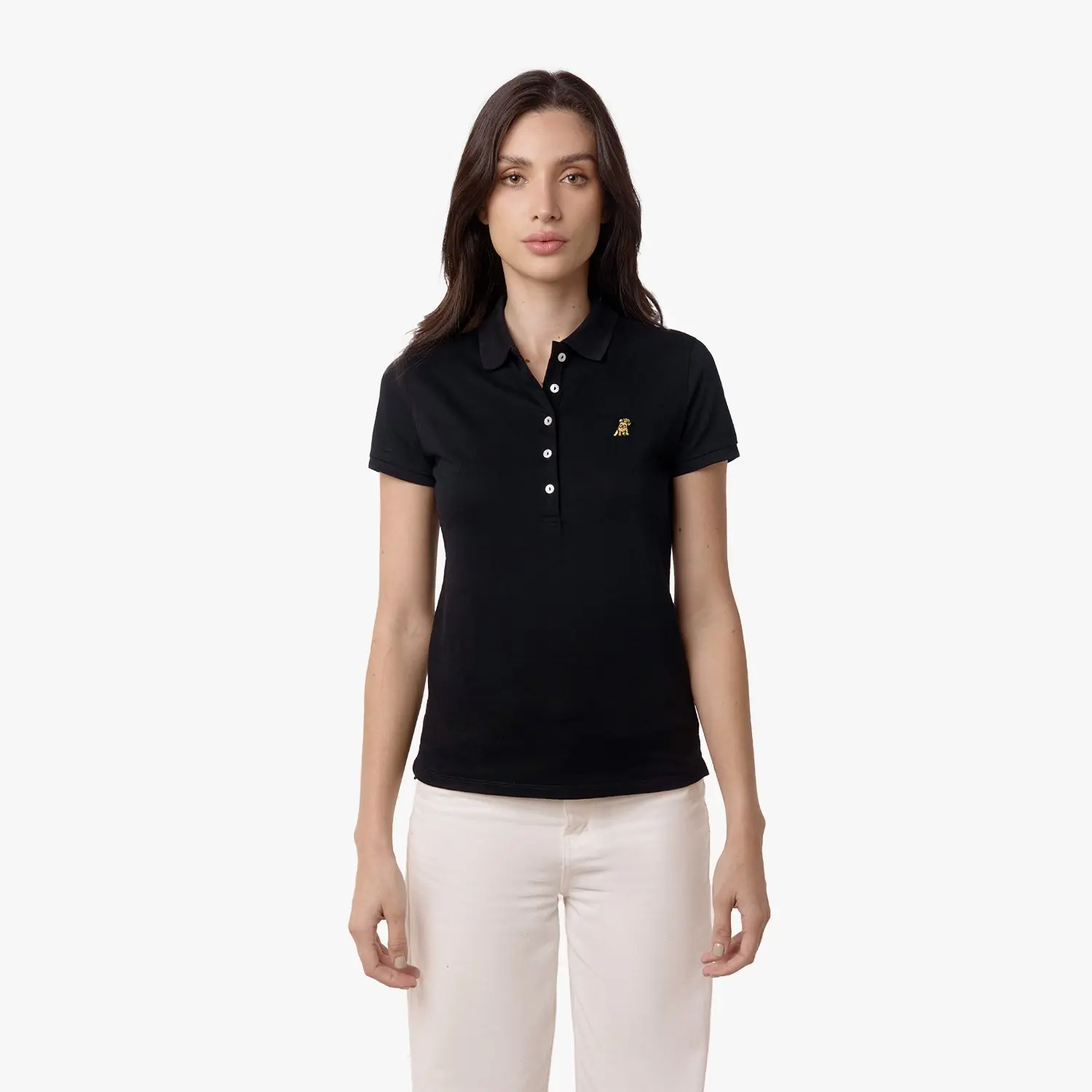 Women's Slim Fit Polo Shirt — Black/Gold