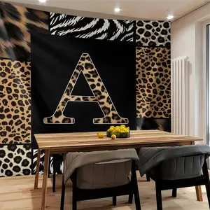 Animal Print Monogram Wall Tapestry, Leopard Zebra Tiger Initial Wall Hanging for Bedroom Dorm, Home Decor Gift for Animal Lovers Animal Print Monogram Wall Tapestry, Leopard Zebra Tiger Initial Wall Hanging for Bedroom Dorm, Home Decor Gift for Anim