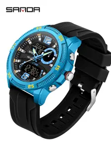 1Pcs Outdoors Design Men Sports Watches Waterproof, Multifunctional Digital Watch, Dual Display Digital Clock Brand Mens Quartz Wristwatch, Alarm Clock Countdown Week Date Stopwatch Multifunction Luminous Watch For Man Gifts