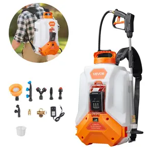 VEVOR Battery Powered Backpack Sprayer, 4 Gallons Electric Backpack Sprayer, 2 Wands & 8 Nozzles, Adjustable 0-90 PSI, 4H Runtime, Portable Yard Garden Lawn Sprayers for Weeding Spraying CleaningSummervibes