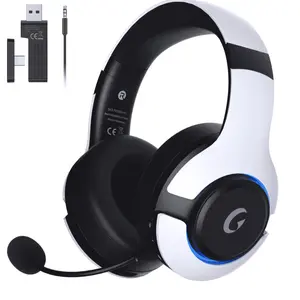 UDH Wireless Gaming Headset for PS5,PC,Bluetooth 5.3&2.4G USB,Noise-Canceling Mic,RGB,45H,White
