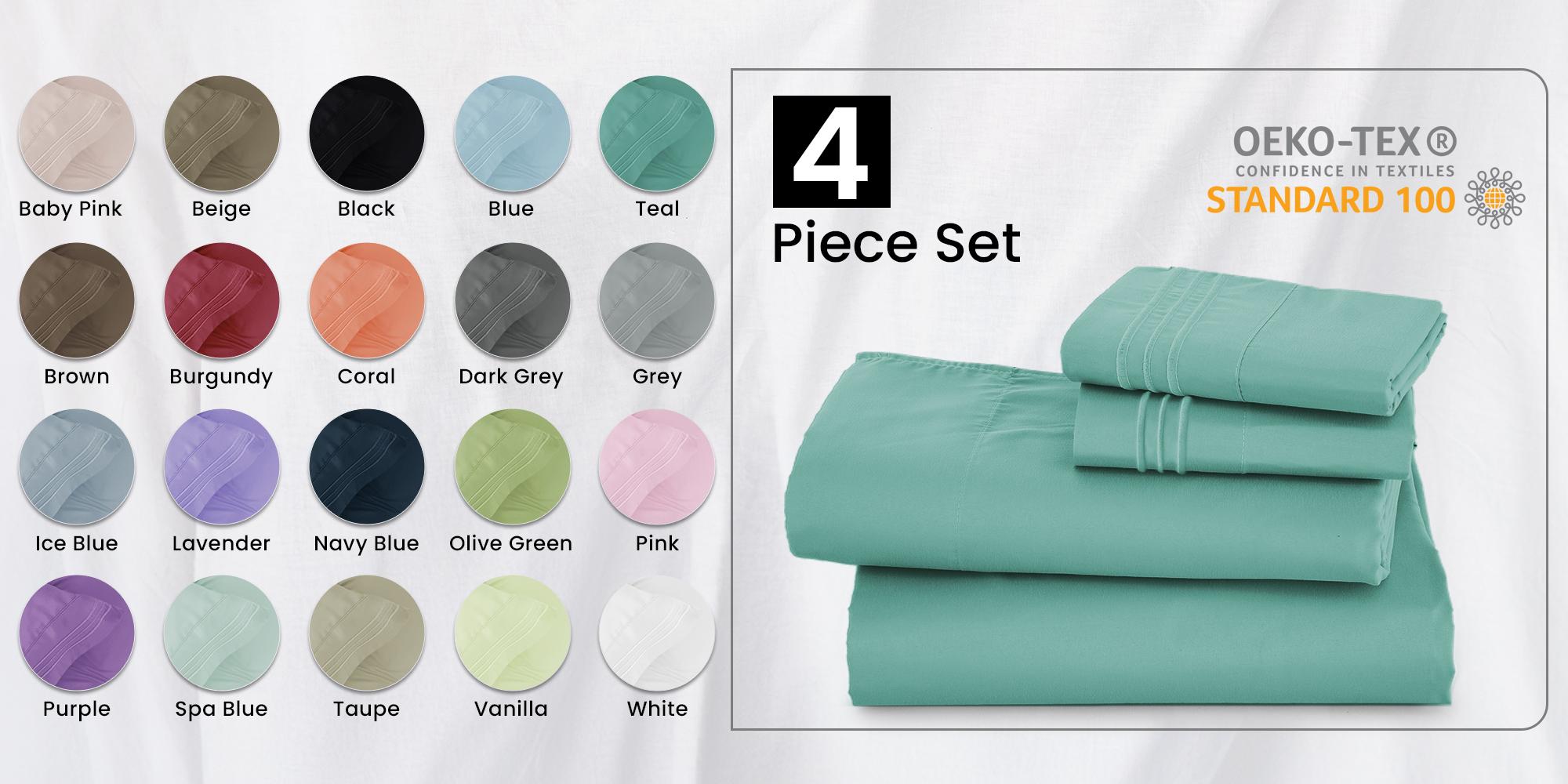 Hannah Bedding 4-Pc Solid Bed Sheet Set – Brushed Microfiber Luxury Bedding,16" Deep Pocket Fitted Sheets & Embroidered Pillowcases, Fade & Wrinkle Resistant, All-Season Soft & Cozy Sheets – Premium Quality Bedding Set Hannah Bedding 4-Pc Solid Bed Sheet Set – Brushed Microfiber Luxury Bedding,16" Deep Pocket Fitted Sheets & Embroidered Pillowcases, Fade & Wrinkle Resistant, All-Season Soft & Cozy Sheets – Premium Quality Bedding Set