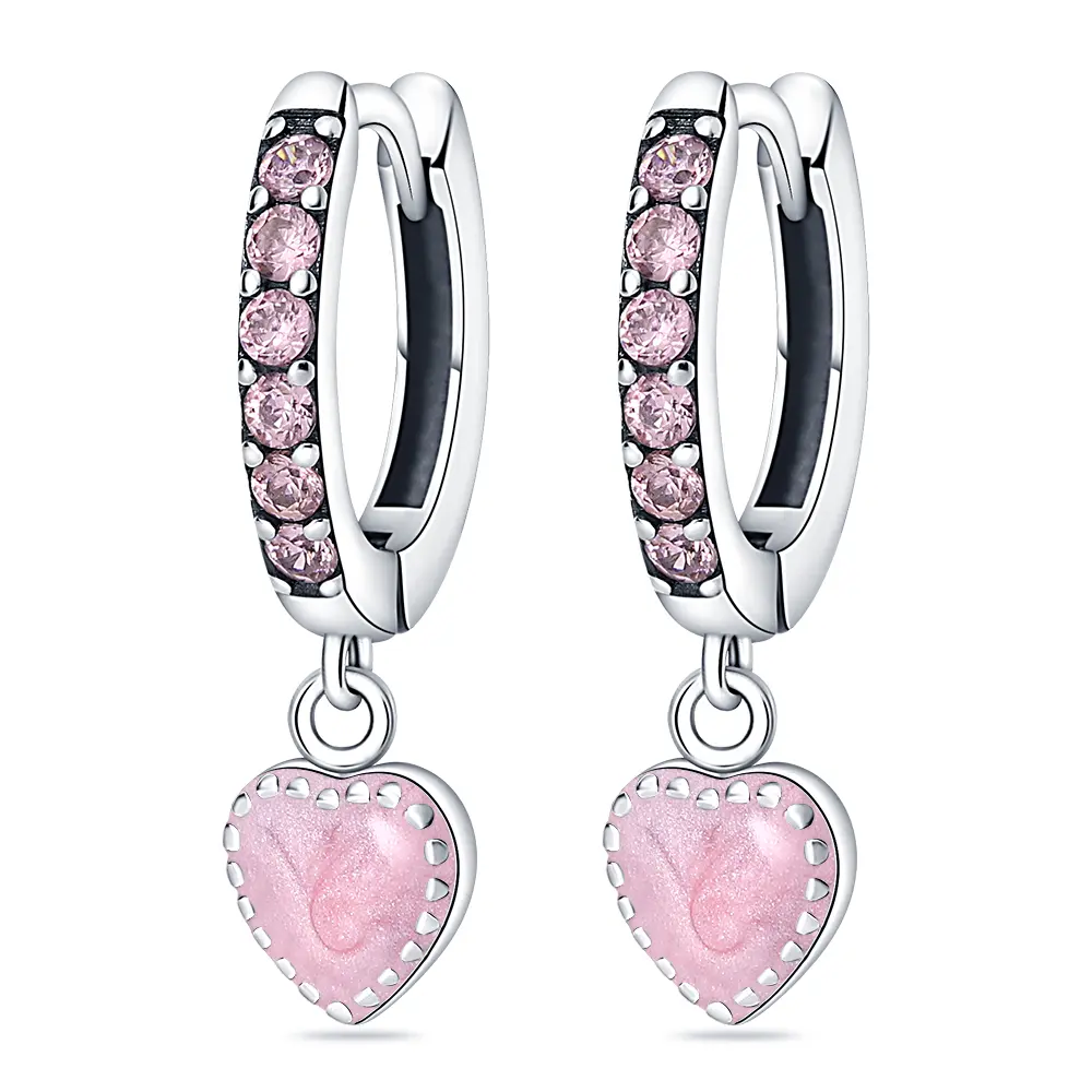 925 sterling silver sparkling halo pink heart-shaped earrings, cute, suitable for women to wear, can be used as gifts, daily wearearrings trendy earring everyday jewelry, 925 Earrings, Aesthetic Earrings