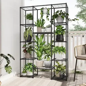 Tall Plant Shelf Rain or Shine It Defies Seasons Outdoor  Indoor Metal Large Hanging Plant Cabinet Waterproof Plant Rack Flower Holder for Living Room Patio Balcony Garden Black