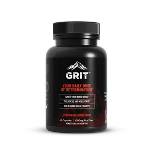 GRIT - Your Daily Dose of Determination | 1000mg Rice Flour | 60 Capsules | Build Unbreakable Habits & Focus