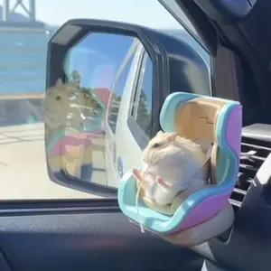 Hamster Car Seat Ventilation Device Holder, Adjustable Small Animal Transport Carrier with Safety Buckle for Hamsters, Gerbils, Mice