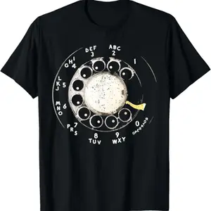 Men's Vintage Rotary Phone Dial Pattern T-Shirt-,Comfortable Short Sleeve Crew Neck,Perfect for Summer Outdoor Activities and Casual Wear,Casual Style,graphic tee Breathable Clothes Fabric Menswear, Valentine's Day Gift.