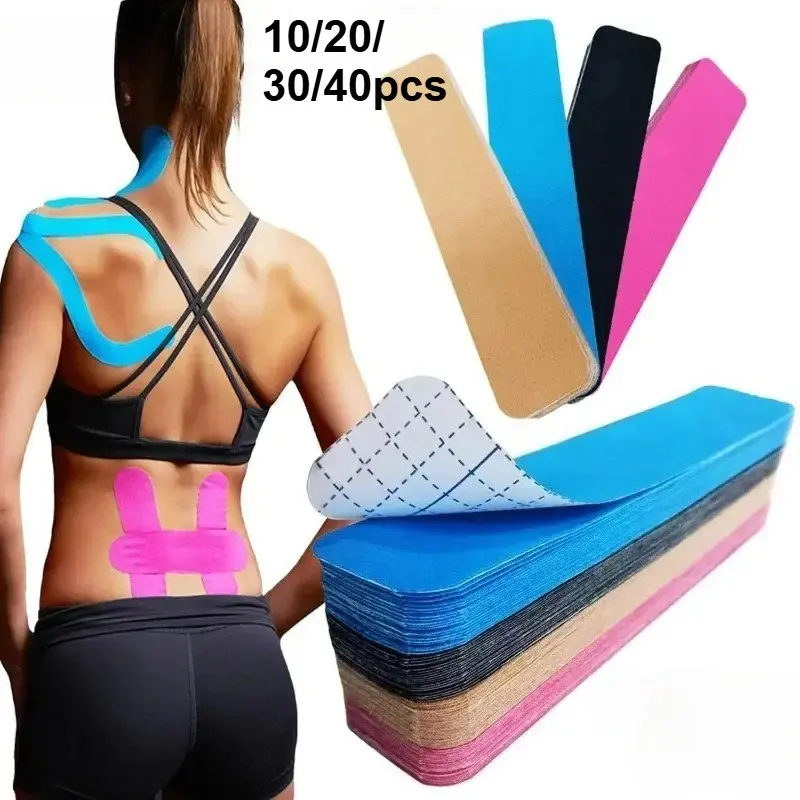 10-40pcs Pre-Cut Sports Muscle Tape, Elastic Athletic Tape, Breathable Elastic Waterproof Support Straps, Flexible Durable for Professional Sports & Relaxation, Pre Cut Tapes