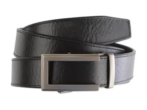 Anson Belt & Buckle - Micro-Adjustable, Ratchet Belt - 1.5" Black Buffalo Leather with Traditional in Gunmetal Buckle.