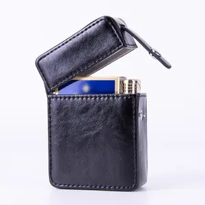 Pocket leather cigarette case lighter bag box storage organizer smoking tools accessories waterproof cigar man birthday gift