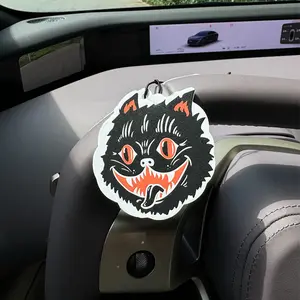 Vintage Halloween Scratchy Cat Air Freshener, Car Fragrance, Long-Lasting Car Scented Paper Pendant, Stress Relief Aromatherapy Accessory