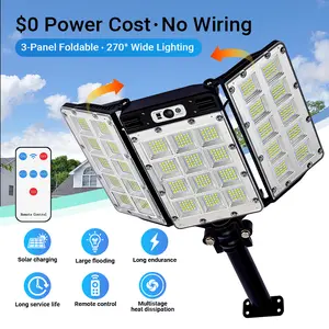 Solar Flood Lights Motion Sensor Remote Control IP65 Waterproof 3 Brightness Modes Super Bright Outdoor Security Lights