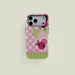 for iPhone 13 Floral Dot Ladybug Print Phone Case, Durable Two-In-One Protection, Fits iPhone 17 16 15 14 13 12 Pro, Samsung Galaxy S25 S24 S23 S22 Ultra Series