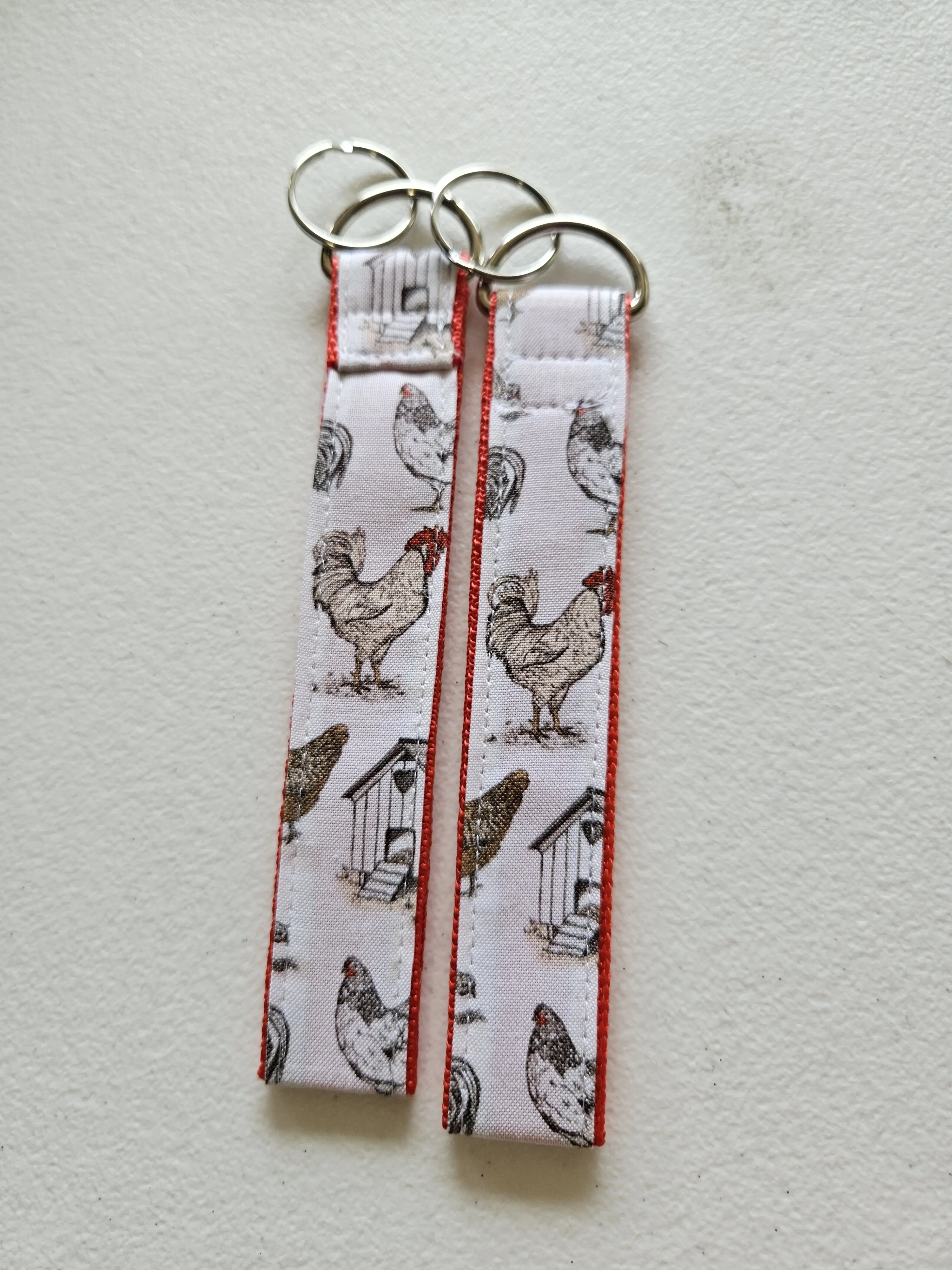 Handmade Chicken Fabric Key Fob Wristlet | Wrist Keychain | Key Ring Holder | Cotton Wrist Strap | Cute Keychain | Gift for Her