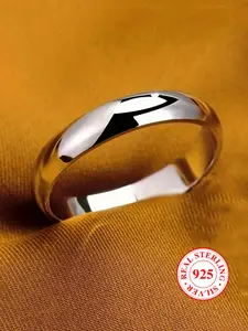 925 Sterling Silver Simple Plain Silver Ring, Elegant Fashion Rings, Fashion Jewelry Accessories for Men & Women, Elegant All-match Fashion Accessories
