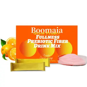Boomaia Prebiotic Fiber Drink Mix Powder Watermelon & Orange Flavors Support Inulin IMO Multi Fiber Blend Vitamin C B Complex Zinc 10 Servings Travel Packets