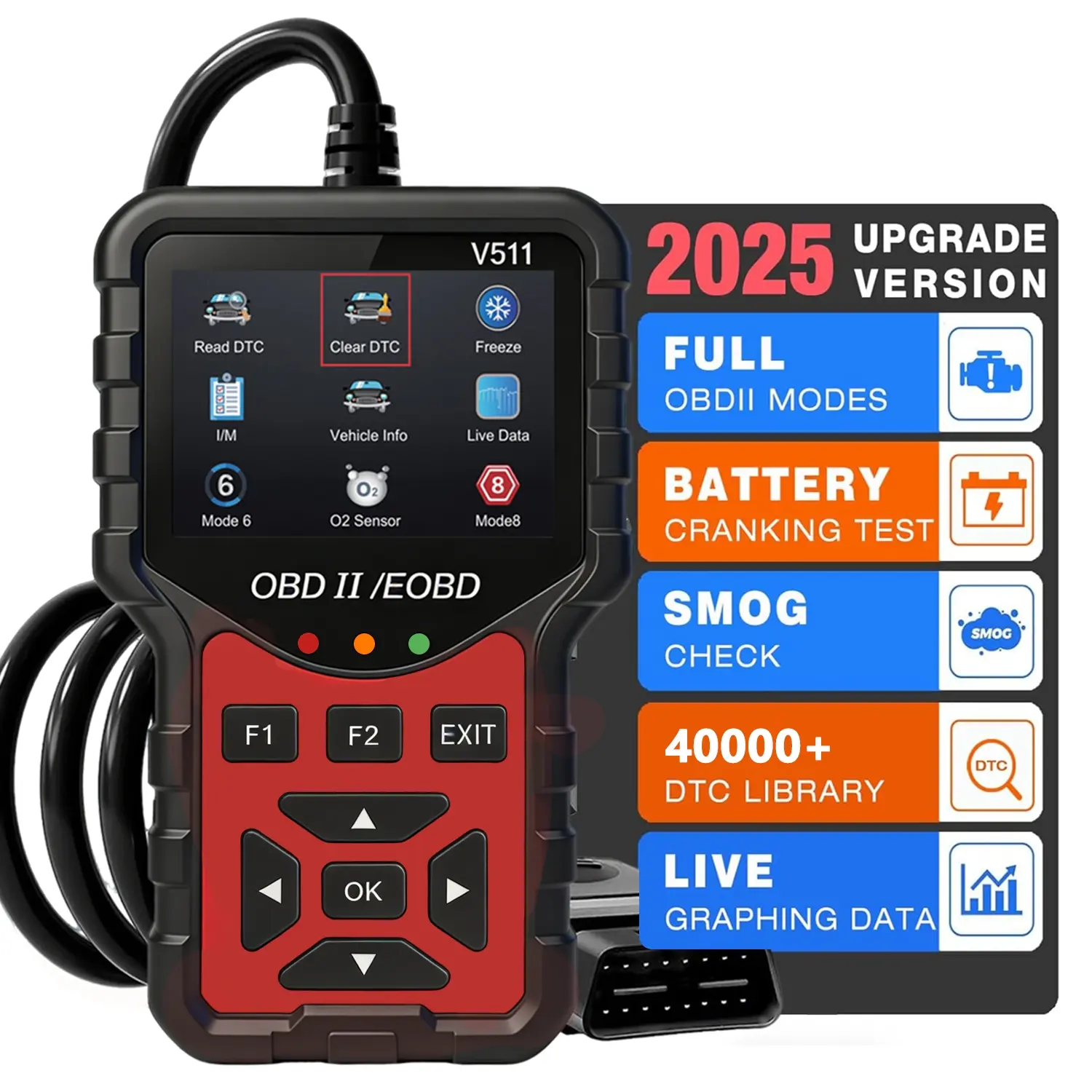Professional Obd2 Scanner, Enhanced Engine Fault Code Reader and Reset Tool, Advanced Obdii/eobd Car Diagnostic Scan for Mode 6/mode 8 Vehicles, Automotive Scan Tool, Digital Automotive Tester