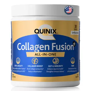 QUINIX Collagen Fusion+ 7-in-1 | VERISOL Collagen Peptides, ImmunoLin IgG, Vitamin C, Hyaluronic Acid, Dermaval & Probiotics | Skin, Hair & Nails, Gut & Immune Support | Unflavored Powder, 30 Servings