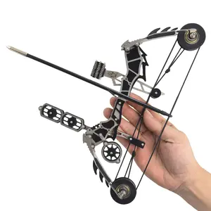 Sport Partner 11-inch mini archery bow and arrow set, made of stainless steel, suitable for archery practice, ambidextrous compound bow,a fun gift. beginner composite bow