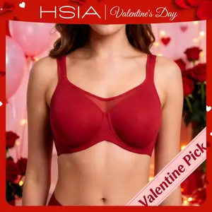 HSIA Cardi Comfort Plus Size Unlined Non-Padded Underwire Smoothing Wide Strap Full Coverage Minimizer T-shirt Bra