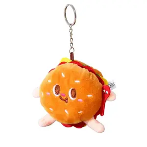 Cute Cartoon French Fries Hamburger Hot Dog Drumstick Plush Keychain Backpack Bookbag Charms Accessories