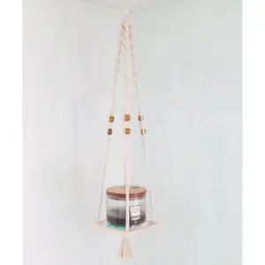 The Multi-Tasker Macrame Hanging Shelf, Macrame Candle Shelf, Macrame Wooden Shelf Plant Hanger, Macrame Plant Hanging, Boho Plant Hanging
