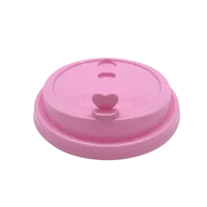 Custom Cup Factory Pink Heart Stopper Lid, Drink Protector for 16-32oz Premium PP Injection Plastic Cups (90mm Diameter)