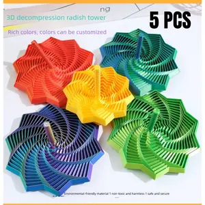 3D Printed Desk Decor Spinner Set - Eco-Friendly Fidget Docoration 5PCS, 2 Large/2 Middle/1 Small, Relaxing Fidget Docor for Office Desk ,Study Desk & Home Decoration,Emotional Outlet for Students, Vibrant Colors