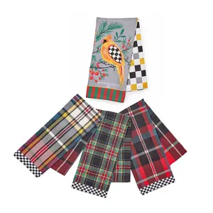 MacKenzie- Childs Set of 4 Holiday Tartan Dish Towel Set