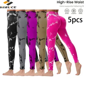 1-5Pack Tie Dye High Waisted Leggings  Women - Tummy Control & Butt Lifting Yoga Pants, Classic Ultra Soft Seamless & Breathable Fabric, Squat Proof  Workout, Gym, Running, Casual Wear Assorted Colors, Soft Tech Fabric, Unique Tie-Dye Design Set for