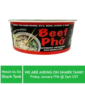 (2 pack) Pholicious instant beef pho, Vietnamese rice noodle soup, single serve 3.6 ounce bowls, Ramen alternative & fresh ingredients, as seen on Shark Tank