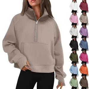 TikTok Viral Cropped Half-Zip Hoodie | Oversized Sweatshirts Women Hoodies Zip-Up