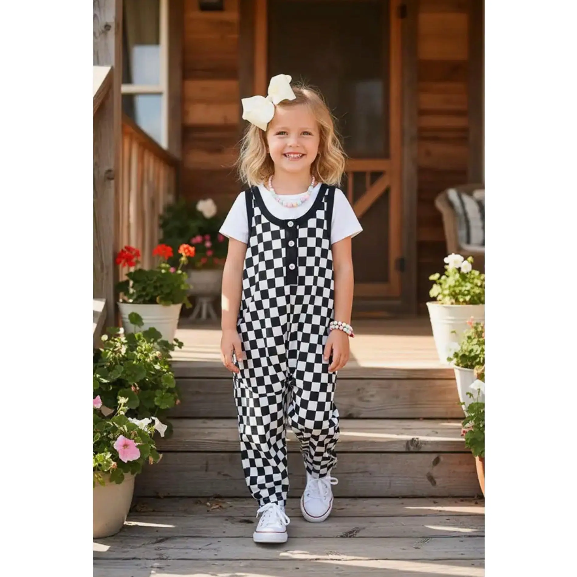 Checkered Loose Overall Jumpsuit