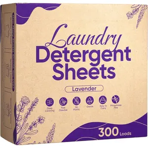 Lavender Laundry Detergent Sheets Travel  300 Loads  Clothes Washing Detergent Sheets Plastic-Free Washer Strips Liquidless Laundry Strips Tablet