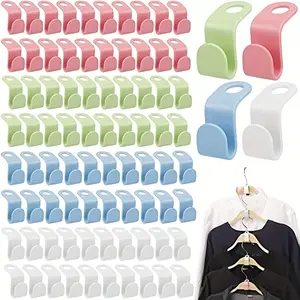 50 Piece Foldable Plastic Clothes Hangers, Wall Mounted Closet Space Saver, Multi-Color Casual Style, Clothing Hooks, Wardrobe Organizer, Storage Hanger, Clothes Hanger Organizers, Hanger Space Saving