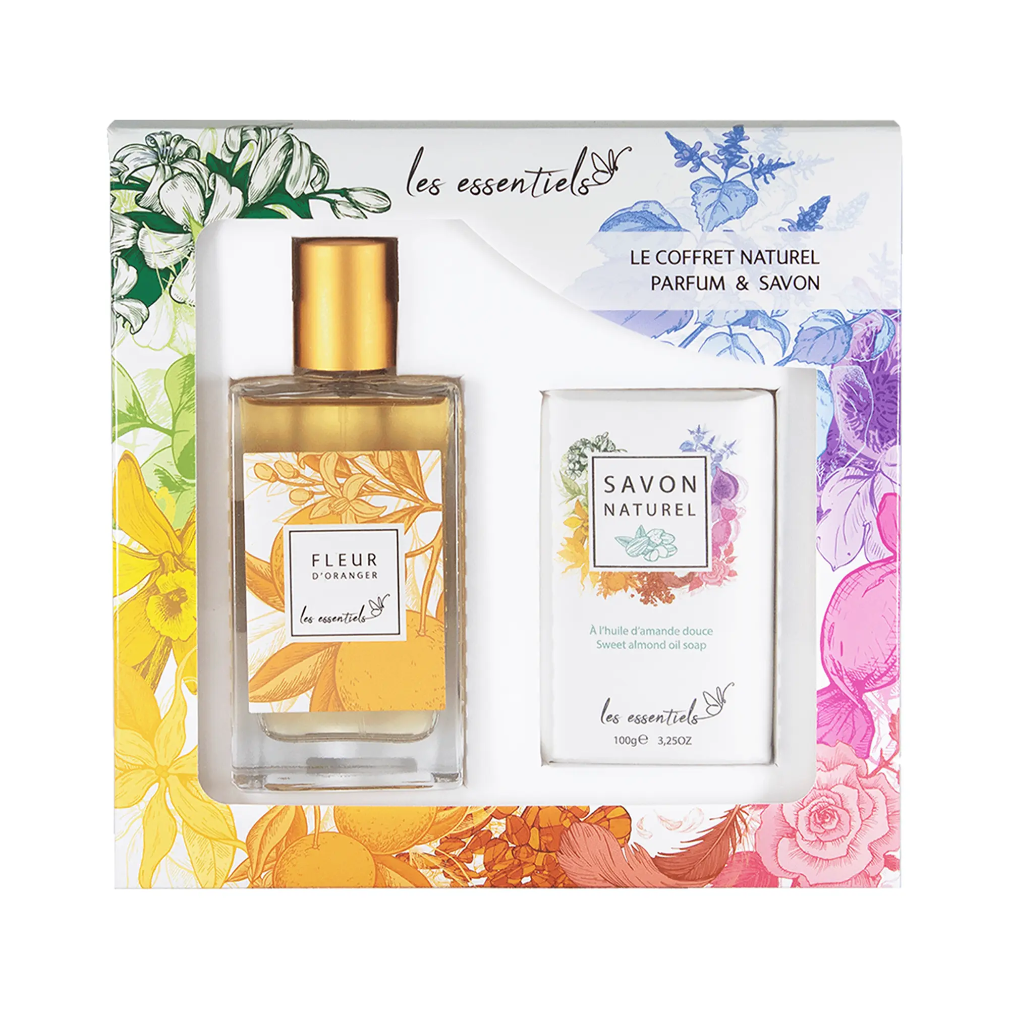 Les Essentiels Fleur d'Oranger Perfume and Soap Gift Set - Citrus Floral Scent - Perfume for Women and Men - EDP Spray and Natural Soap - 2 pc