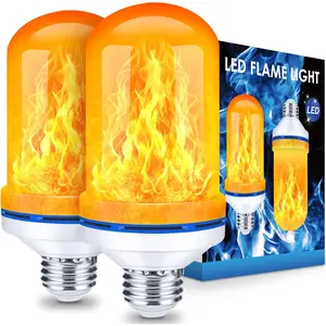 Halloween Decorations Upgraded LED Flame Light Bulbs, 4 Modes Flickering Light Bulbs, E26 Base Fire Flame Bulb, Christmas Lights Patio Outdoor Indoor  Decor (Yellow, 2 Pack)