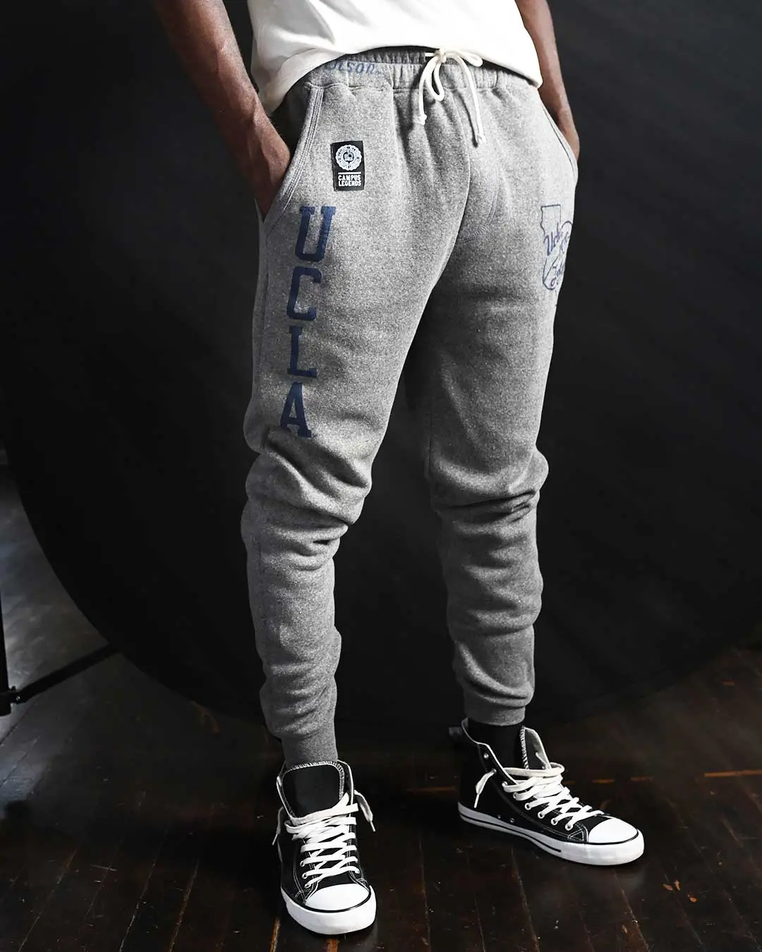 Roots of Fight Men's Jackie Robinson UCLA '39 Campus Legends Triblend Fleece Sweatpants - Slim Fit, Vintage Print, Officially Licensed, Tri-Blend Fleece, Hang To Dry, Activewear, Sportswear, Menswear, Athletic, Garment, Classic