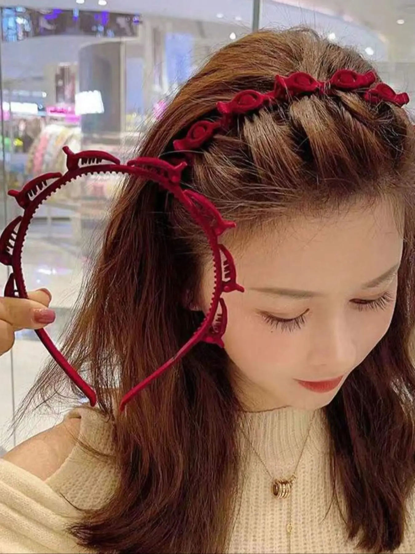 Velvet Braided Hair Band, Fringe Hair Organizer Clip, 3 Colors, Perfect for Side Part Bangs, Valentine's Day Hair Clips, Headbands Women, Hair Bows Headbands, Hair Accessory, Fashion Headbands